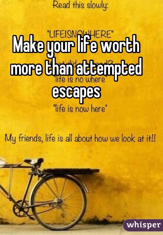 Make your life worth more than attempted escapes