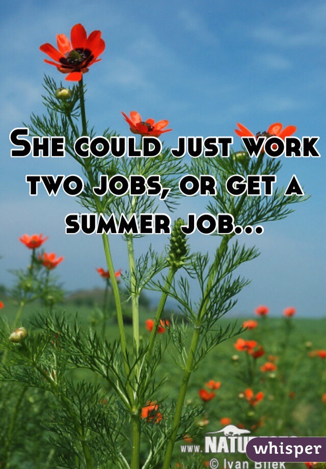 She could just work two jobs, or get a summer job...