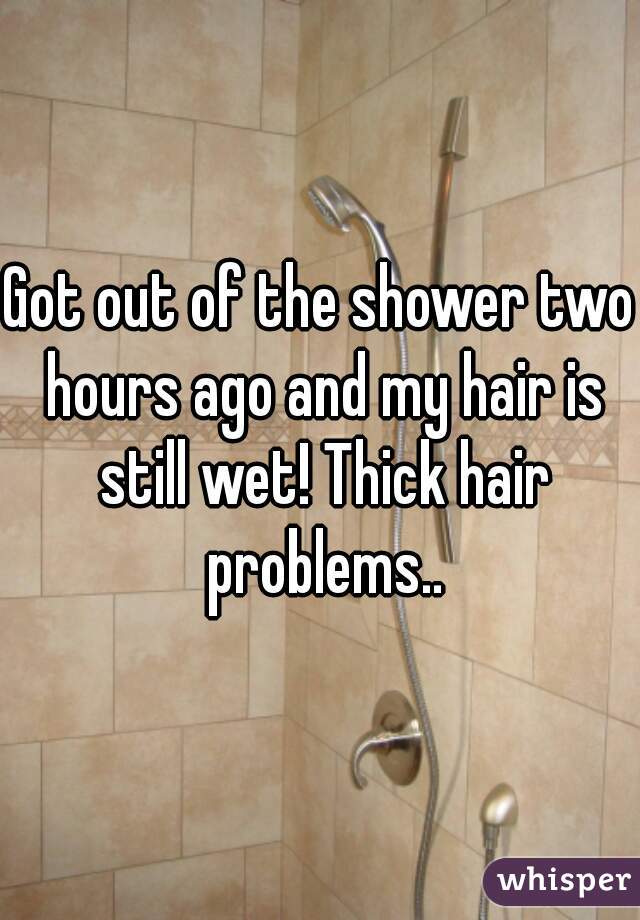 Got out of the shower two hours ago and my hair is still wet! Thick hair problems..