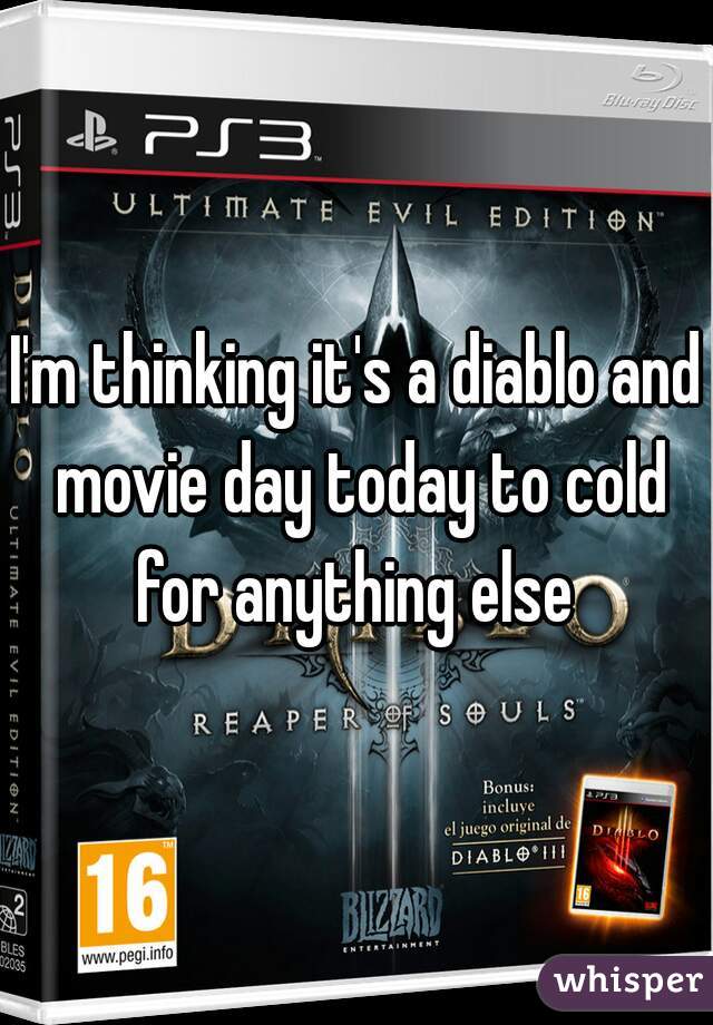 I'm thinking it's a diablo and movie day today to cold for anything else 