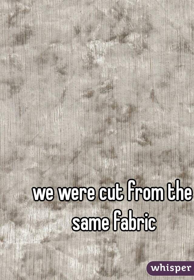we were cut from the same fabric