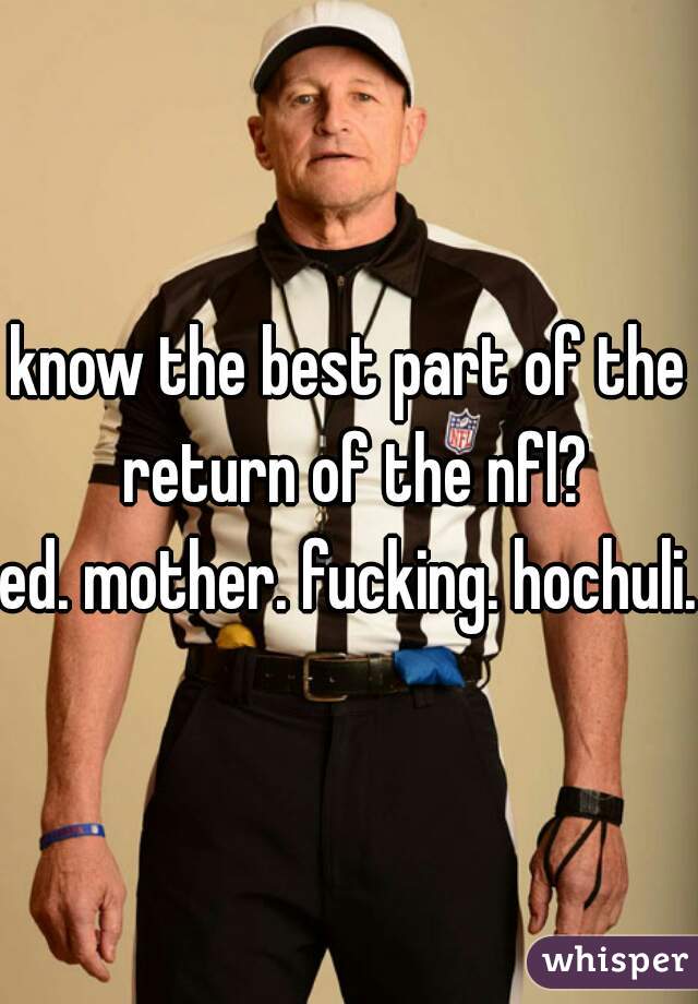 know the best part of the return of the nfl?


ed. mother. fucking. hochuli.

