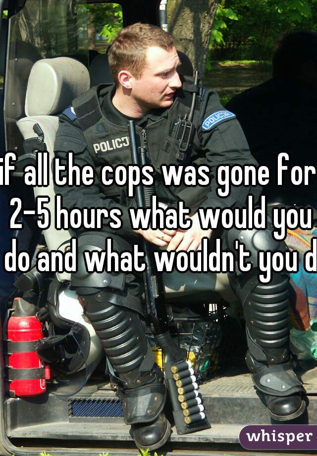 if all the cops was gone for 2-5 hours what would you do and what wouldn't you do