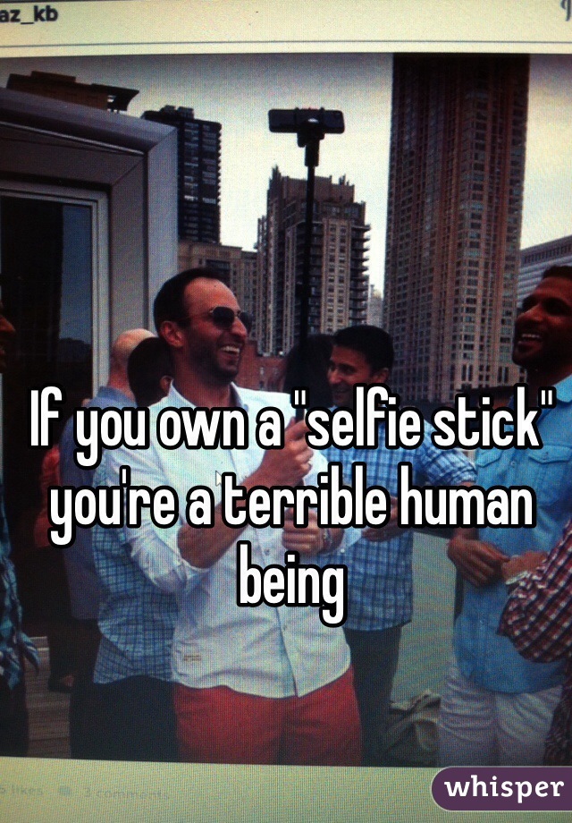 If you own a "selfie stick" you're a terrible human being