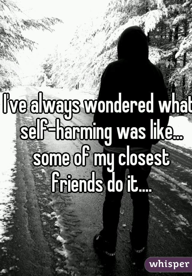 I've always wondered what self-harming was like... some of my closest friends do it....