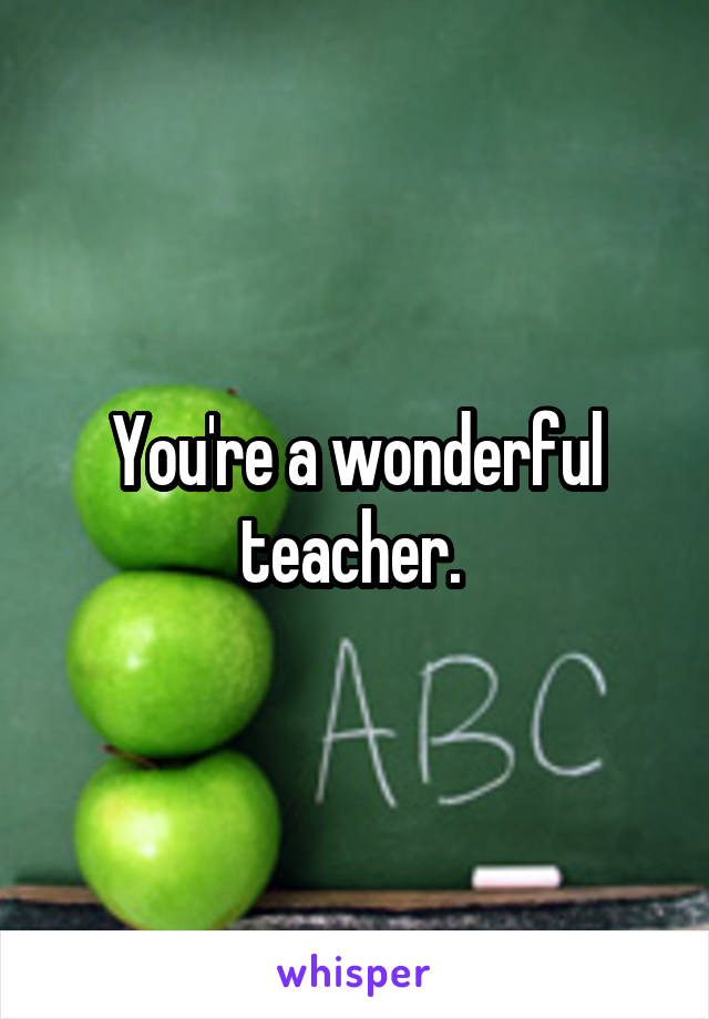 You're a wonderful teacher. 