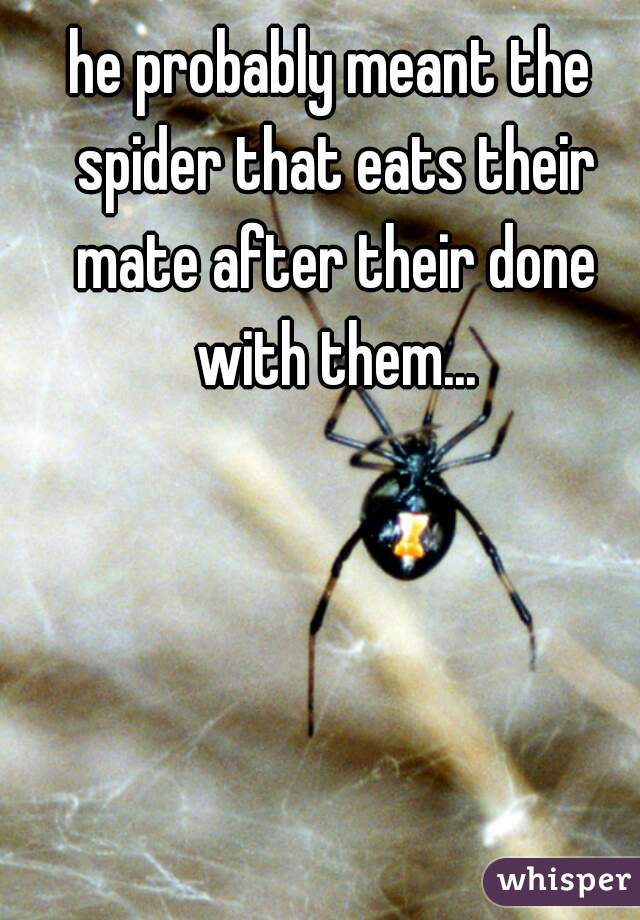 he probably meant the spider that eats their mate after their done with them...