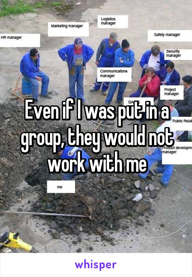 Even if I was put in a group, they would not work with me
