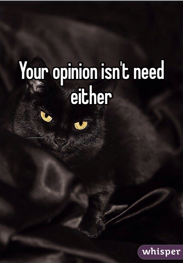 Your opinion isn't need either