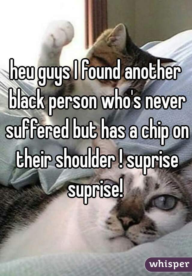 heu guys I found another black person who's never suffered but has a chip on their shoulder ! suprise suprise! 
