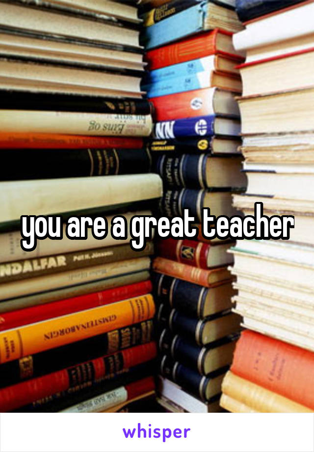 you are a great teacher