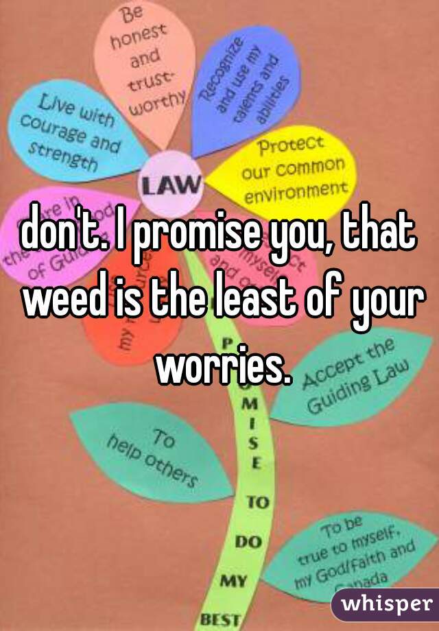 don't. I promise you, that weed is the least of your worries.