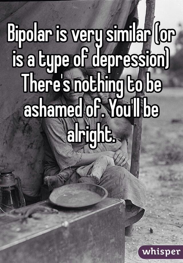 Bipolar is very similar (or is a type of depression) 
There's nothing to be ashamed of. You'll be alright.