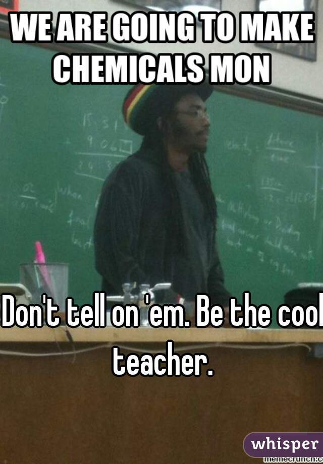 Don't tell on 'em. Be the cool teacher. 