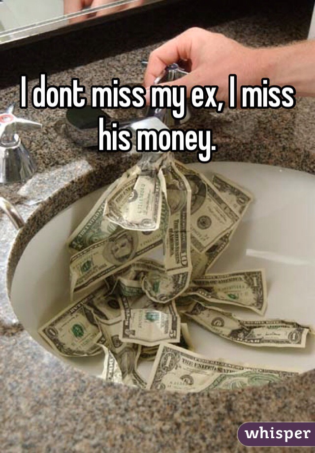 I dont miss my ex, I miss his money.