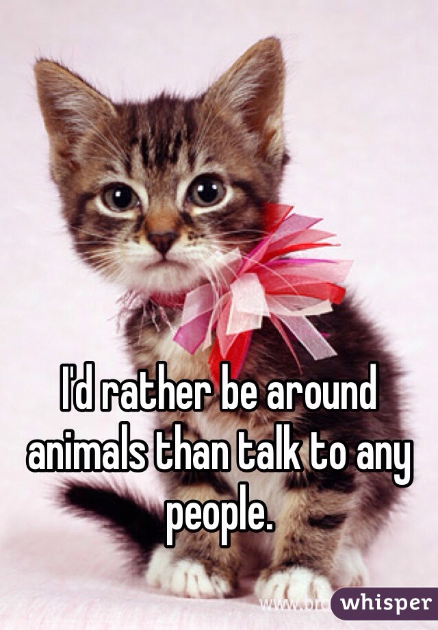I'd rather be around animals than talk to any people. 