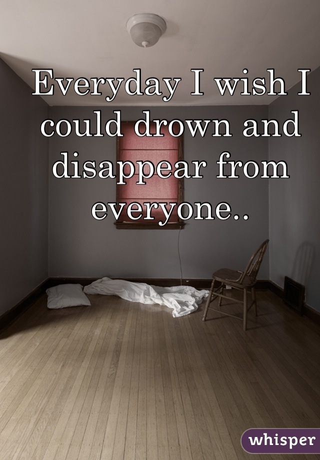 Everyday I wish I could drown and disappear from everyone..
