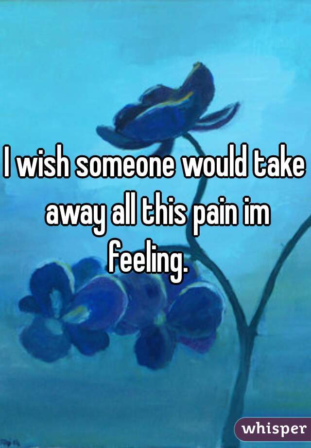I wish someone would take away all this pain im feeling.   