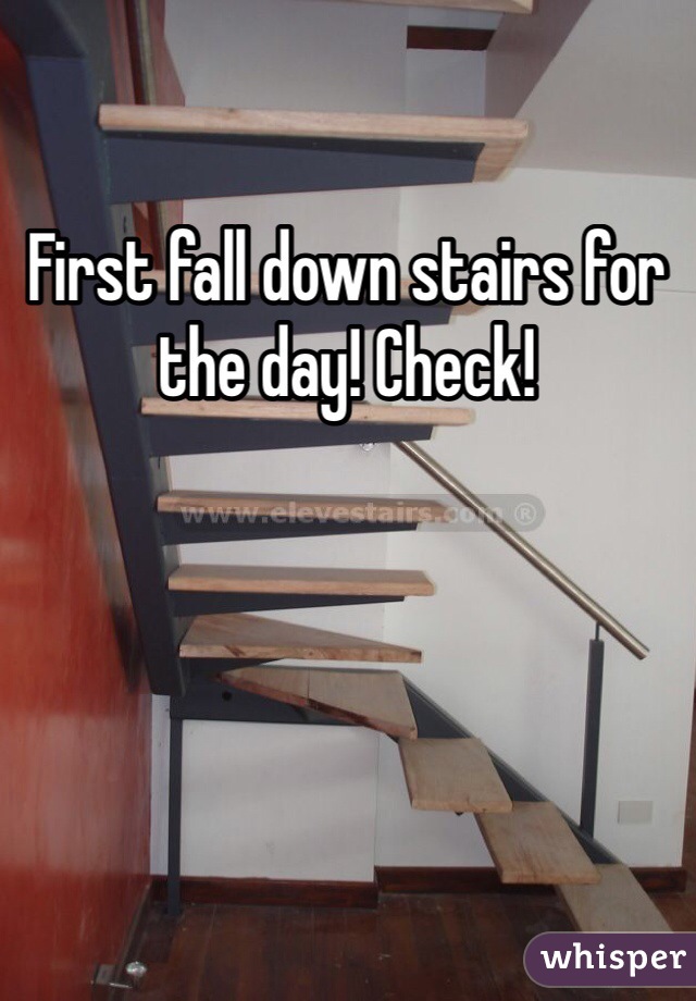 First fall down stairs for the day! Check!