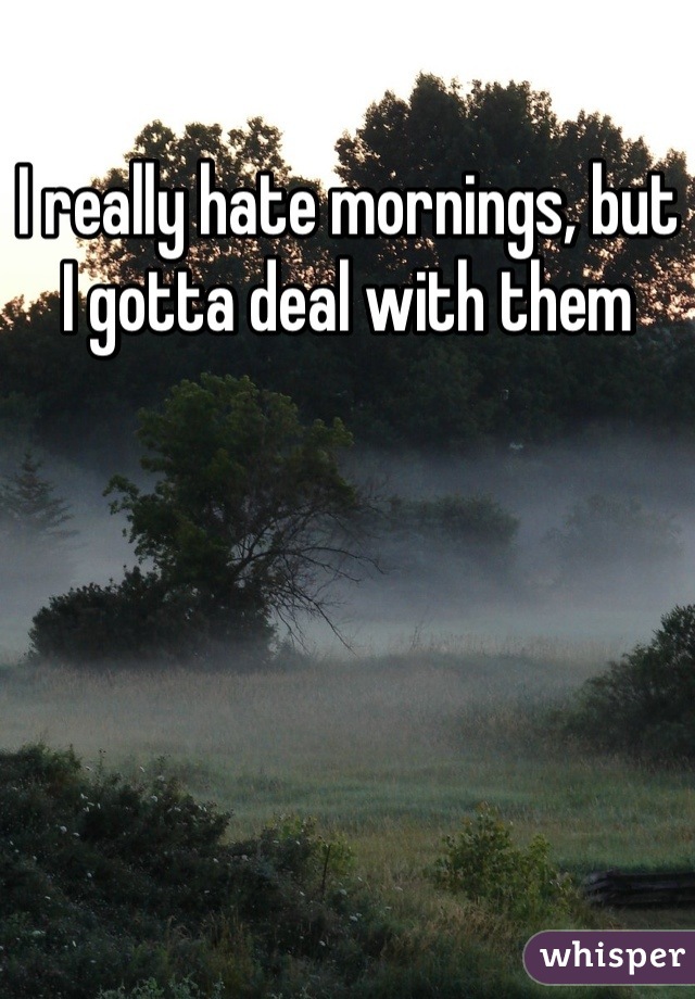 I really hate mornings, but I gotta deal with them