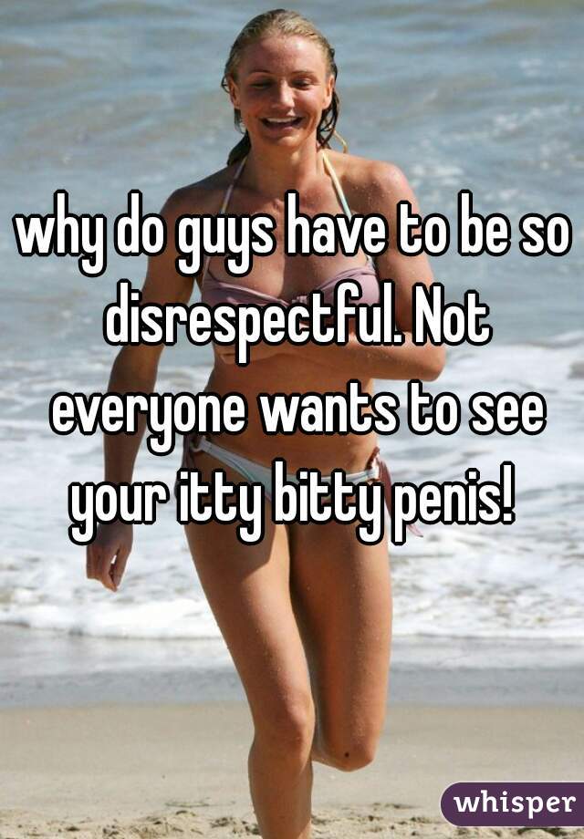 why do guys have to be so disrespectful. Not everyone wants to see your itty bitty penis! 