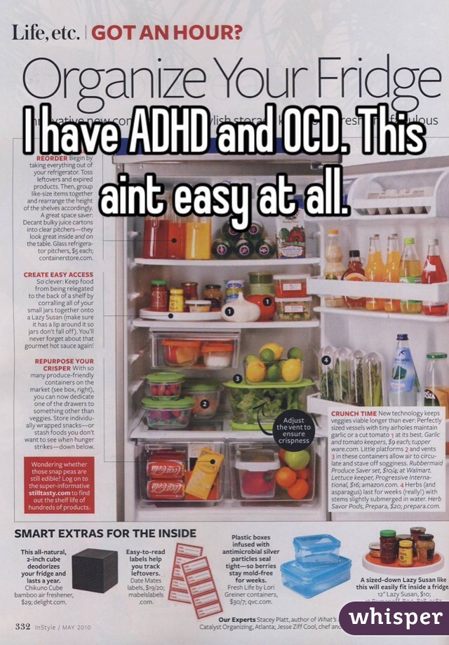 I have ADHD and OCD. This aint easy at all.
