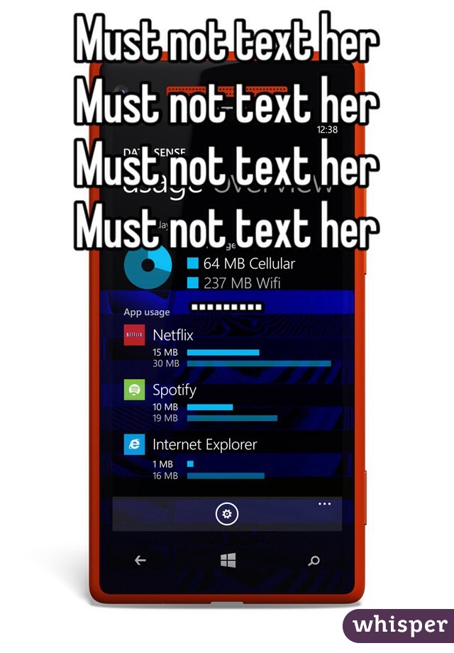 Must not text her
Must not text her
Must not text her
Must not text her
.........