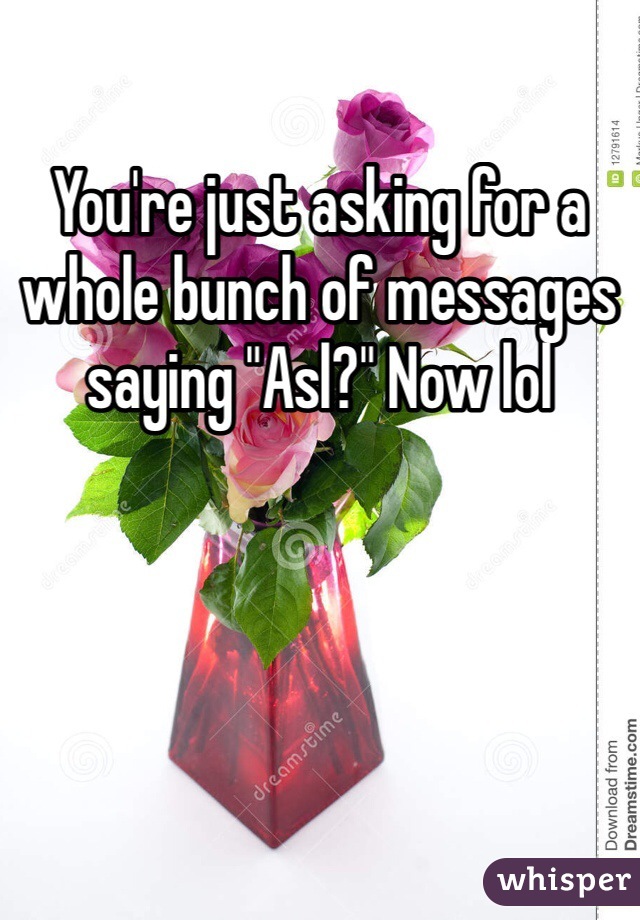 You're just asking for a whole bunch of messages saying "Asl?" Now lol 