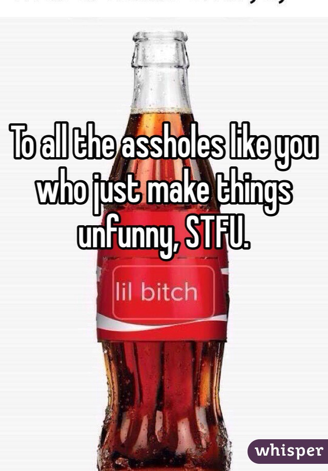 To all the assholes like you who just make things unfunny, STFU.