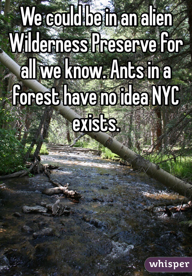 We could be in an alien Wilderness Preserve for all we know. Ants in a forest have no idea NYC exists.