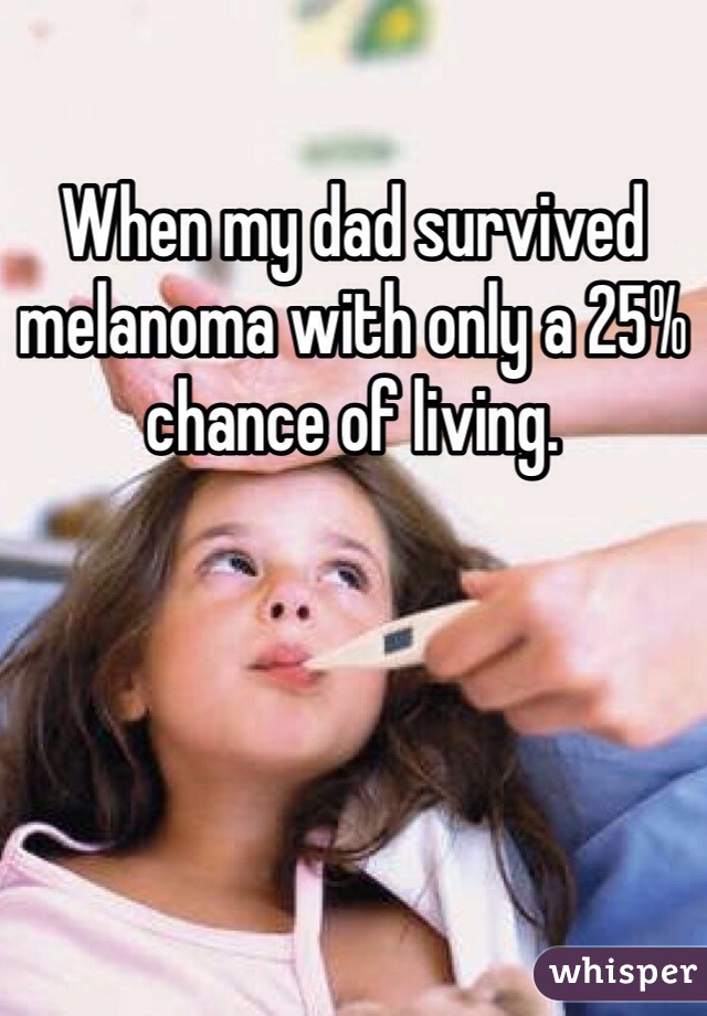 When my dad survived melanoma with only a 25% chance of living. 