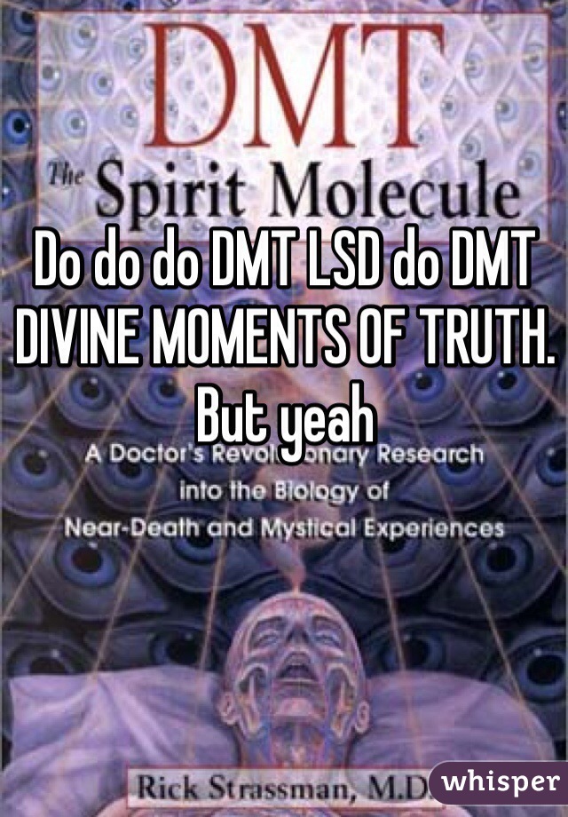 Do do do DMT LSD do DMT DIVINE MOMENTS OF TRUTH. But yeah