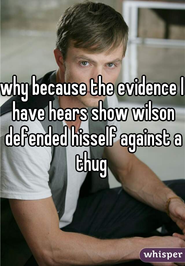why because the evidence I have hears show wilson defended hisself against a thug 