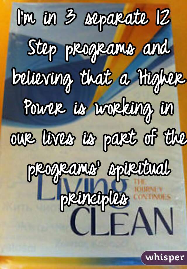 I'm in 3 separate 12 Step programs and believing that a Higher Power is working in our lives is part of the programs' spiritual principles 