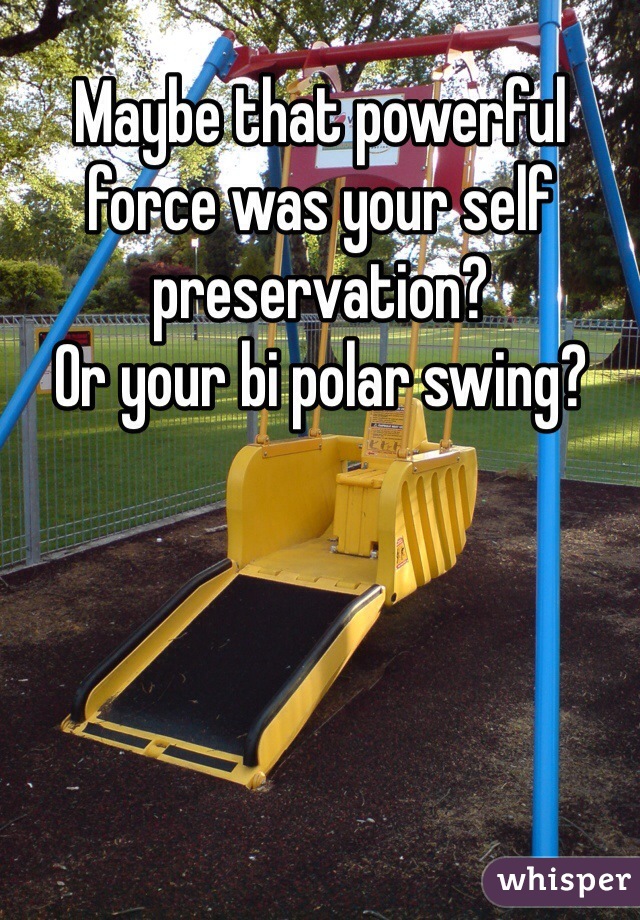 Maybe that powerful force was your self preservation? 
Or your bi polar swing?
