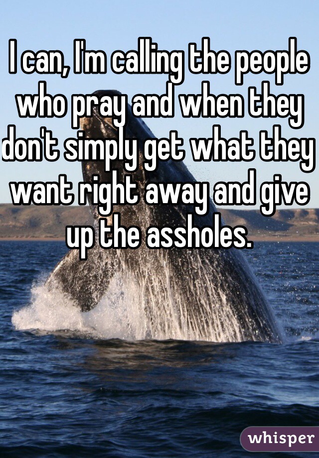 I can, I'm calling the people who pray and when they don't simply get what they want right away and give up the assholes. 