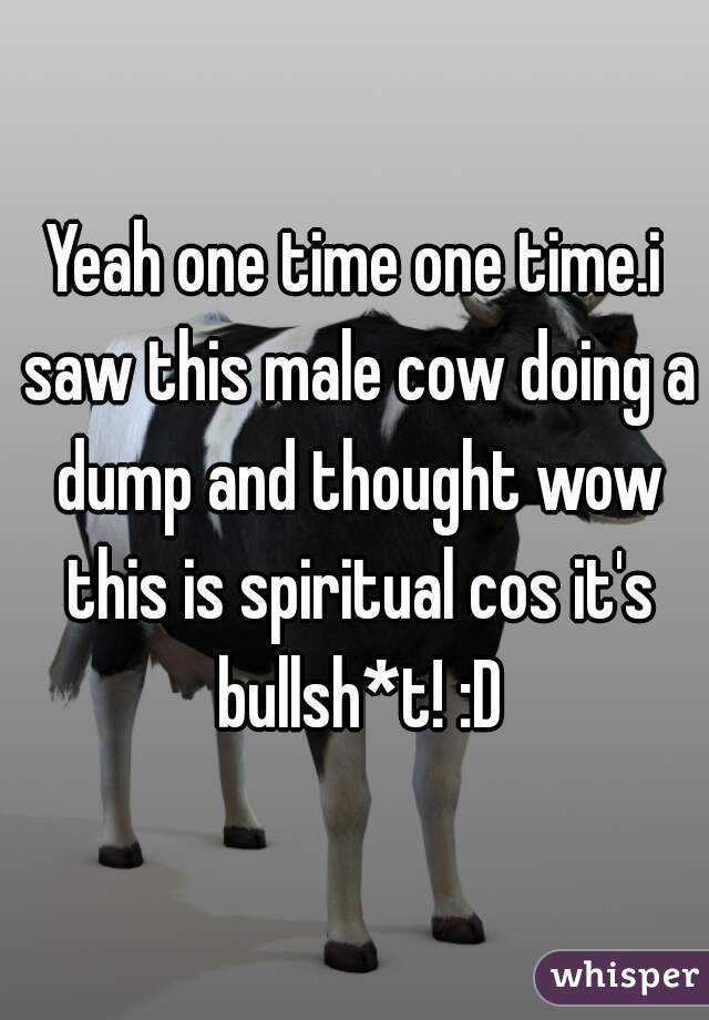 Yeah one time one time.i saw this male cow doing a dump and thought wow this is spiritual cos it's bullsh*t! :D