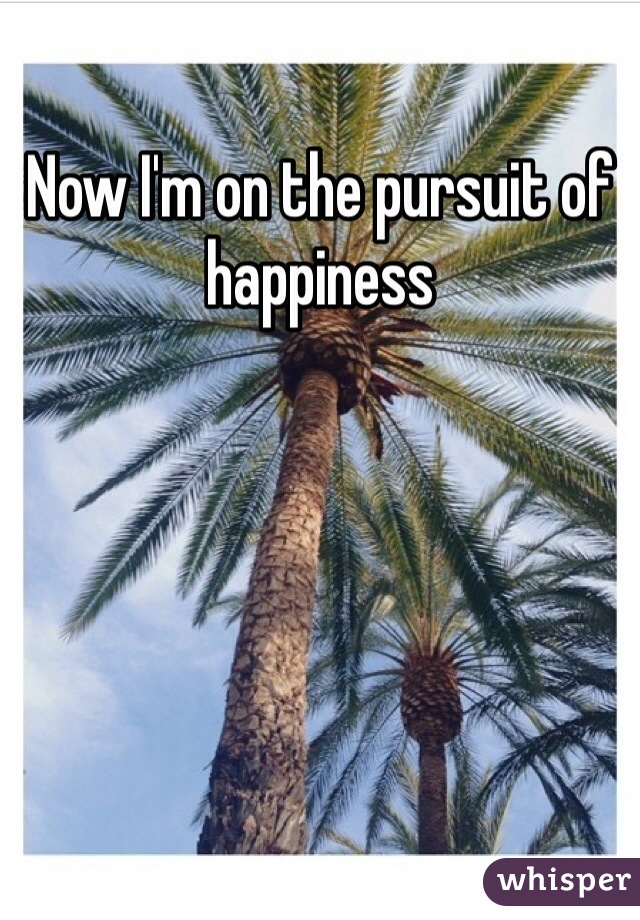 Now I'm on the pursuit of happiness