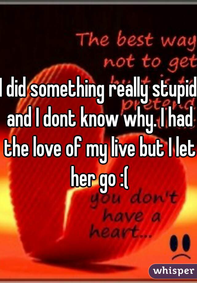 I did something really stupid and I dont know why. I had the love of my live but I let her go :(