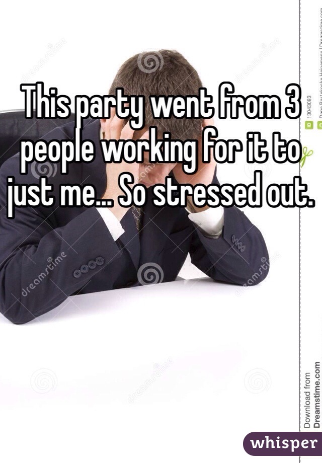 This party went from 3 people working for it to just me... So stressed out. 