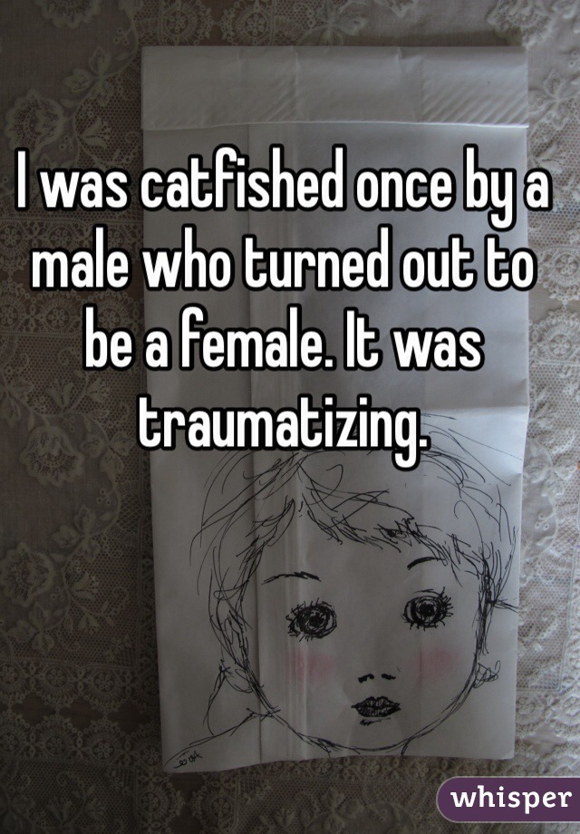 I was catfished once by a male who turned out to be a female. It was traumatizing.