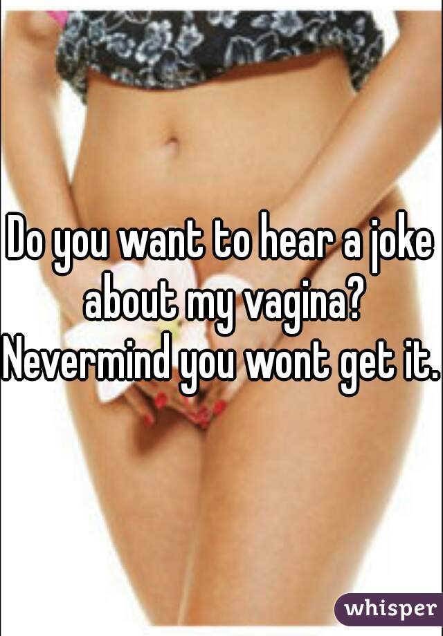 Do you want to hear a joke about my vagina?

Nevermind you wont get it.