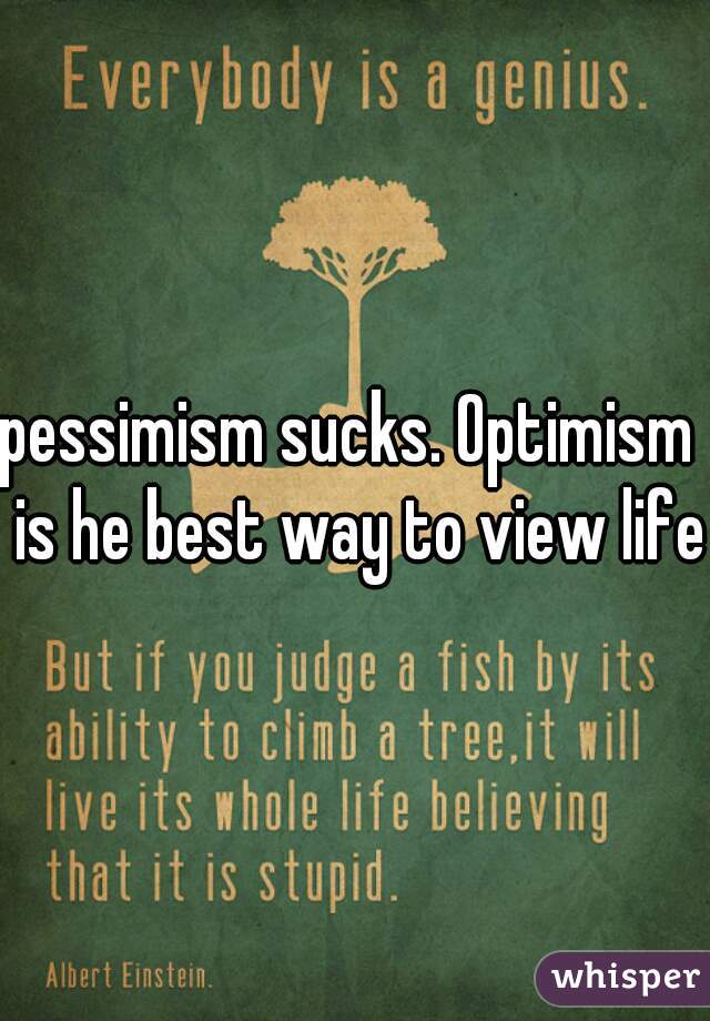 pessimism sucks. Optimism  is he best way to view life.