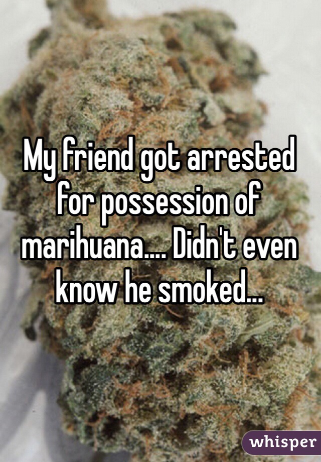 My friend got arrested for possession of marihuana.... Didn't even know he smoked...