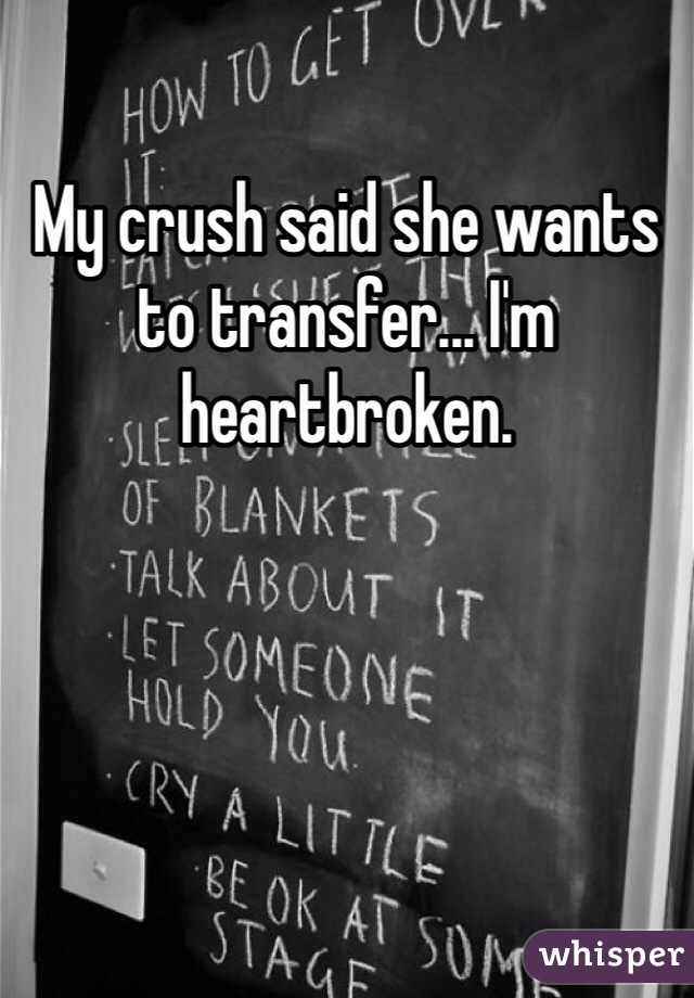 My crush said she wants to transfer... I'm heartbroken. 