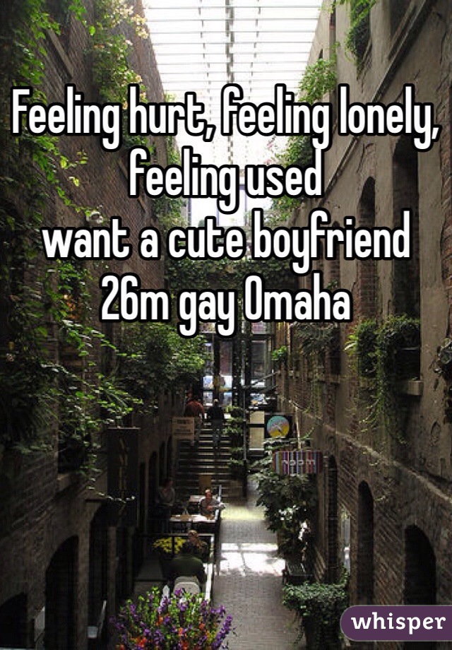 Feeling hurt, feeling lonely, feeling used 
want a cute boyfriend
26m gay Omaha