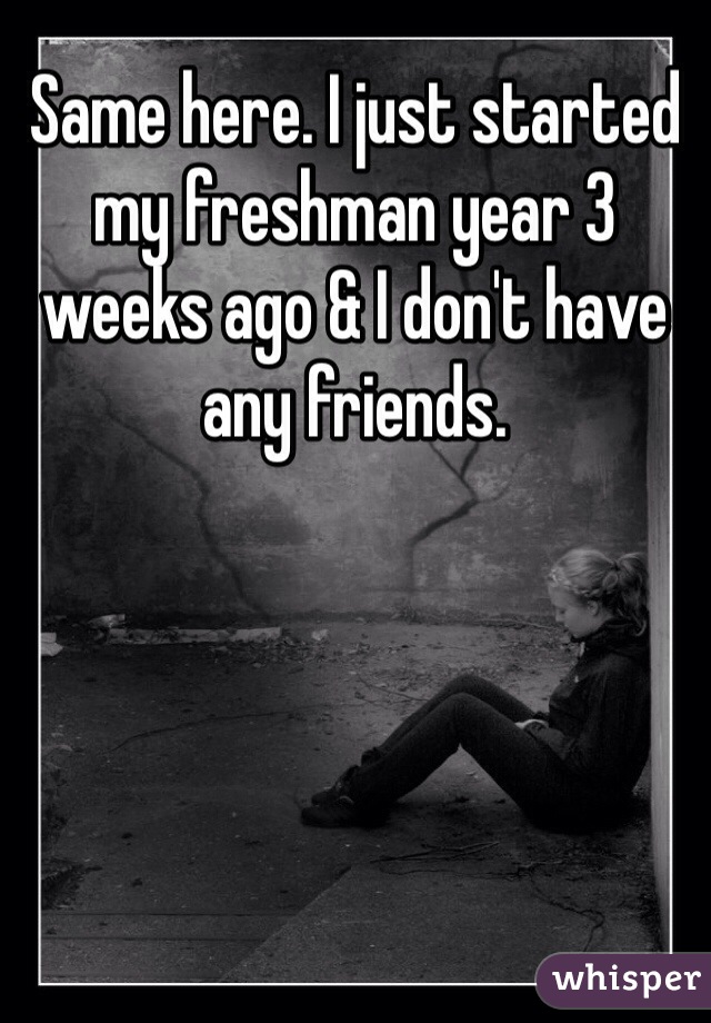 Same here. I just started my freshman year 3 weeks ago & I don't have any friends.