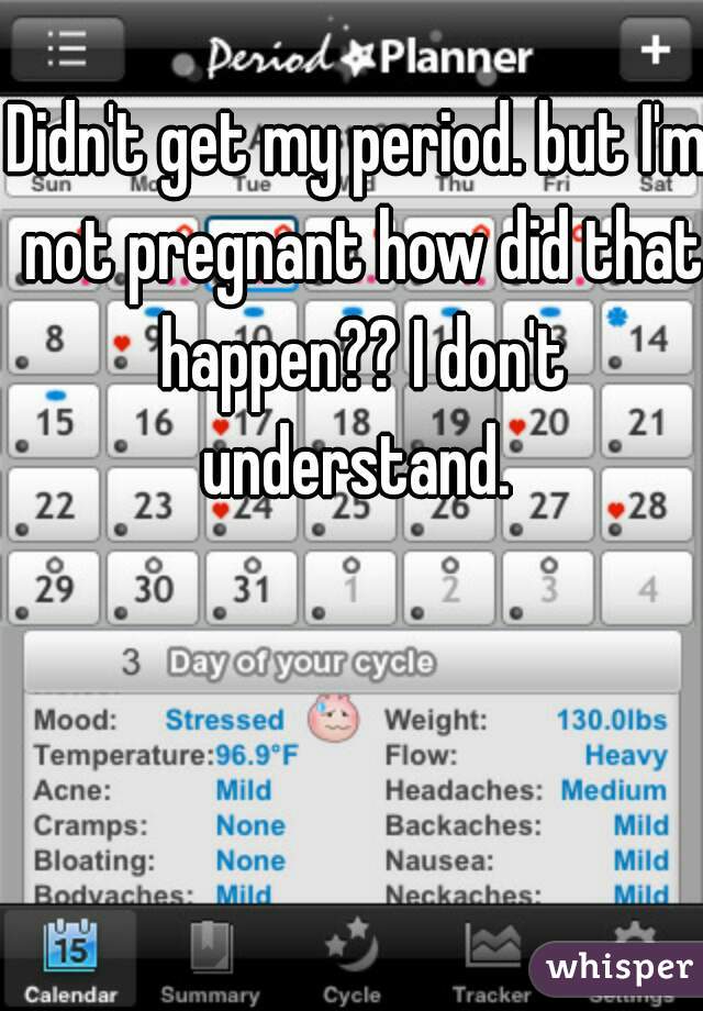 Didn't get my period. but I'm not pregnant how did that happen?? I don't understand. 