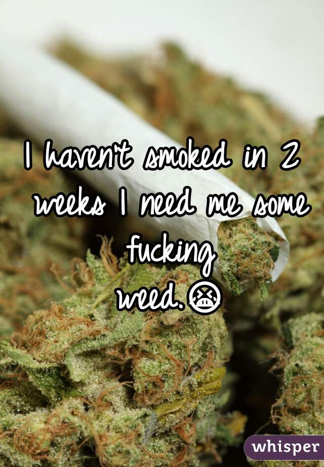 I haven't smoked in 2 weeks I need me some fucking weed.😭🚬