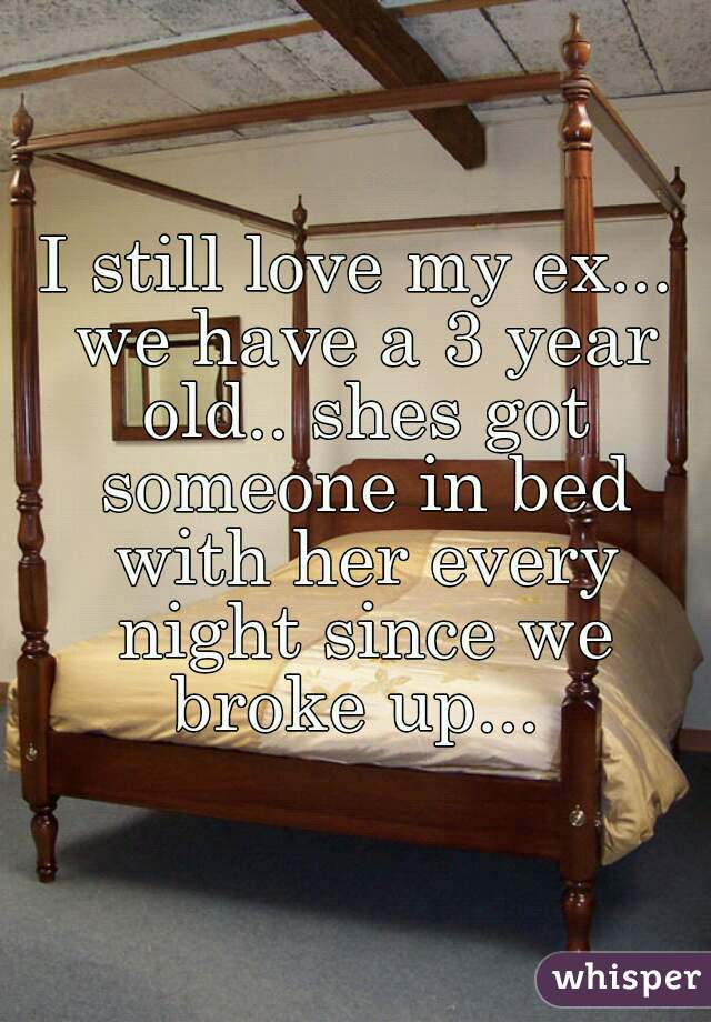 I still love my ex... we have a 3 year old.. shes got someone in bed with her every night since we broke up... 